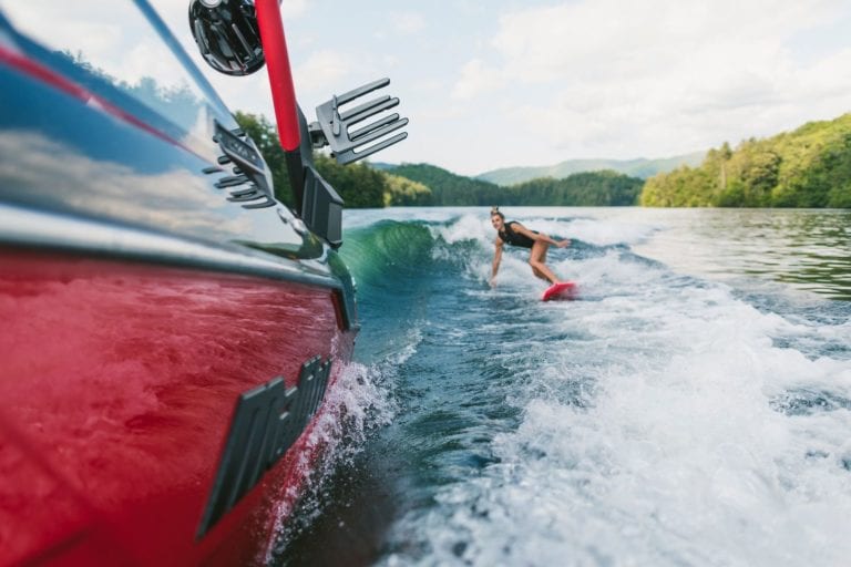 Surfing the wake of the 2024 Malibu 23 LSV Wakeboat